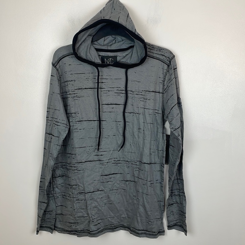 NWT Modern Culture Men’s Long Sleeve T-Shirt Hoodie Color Gray/Black Size Medium